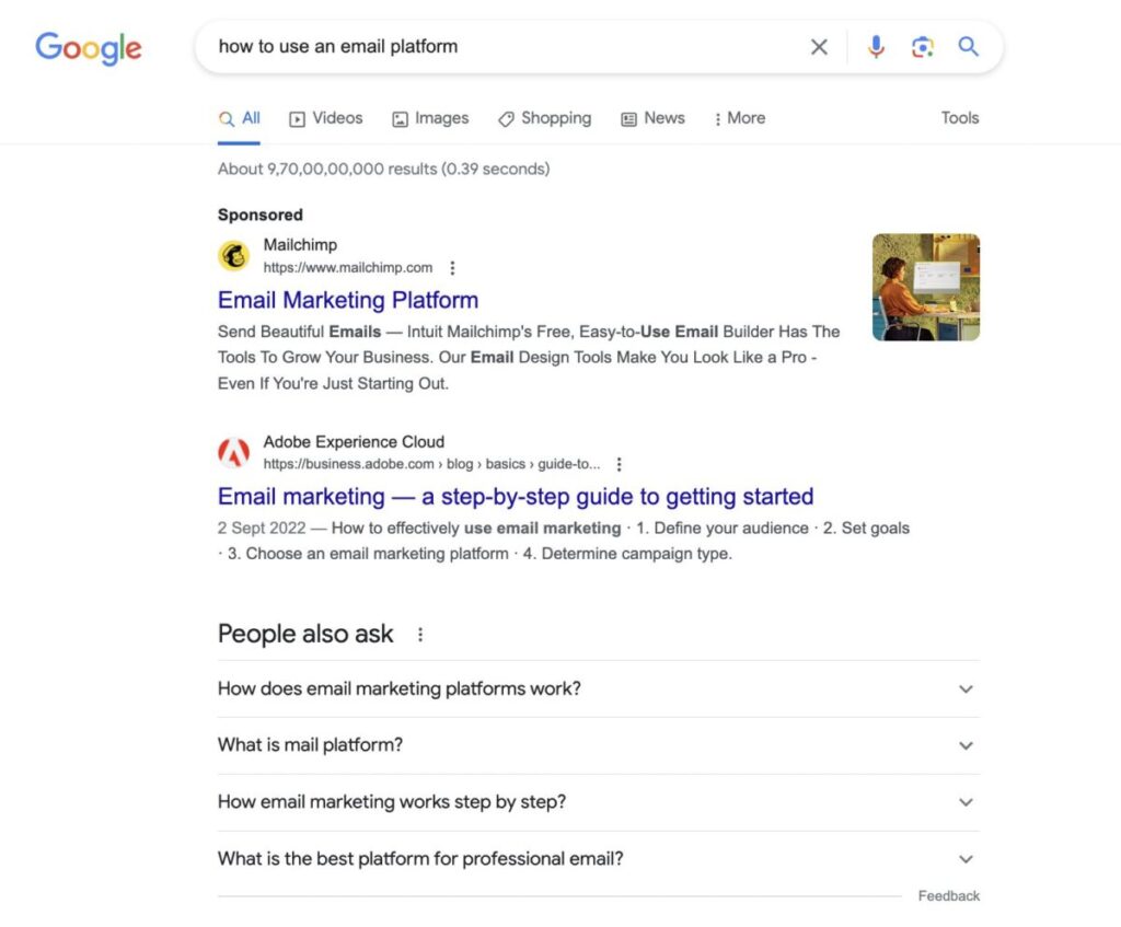 Google search how to use an email platform