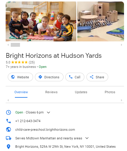 Local business listing on Google Business Profile 
