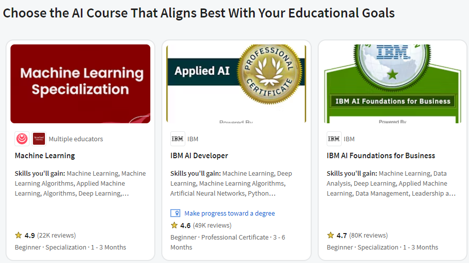 AI courses / Coursera