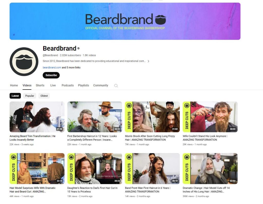 Beardbrand's YouTube videos
