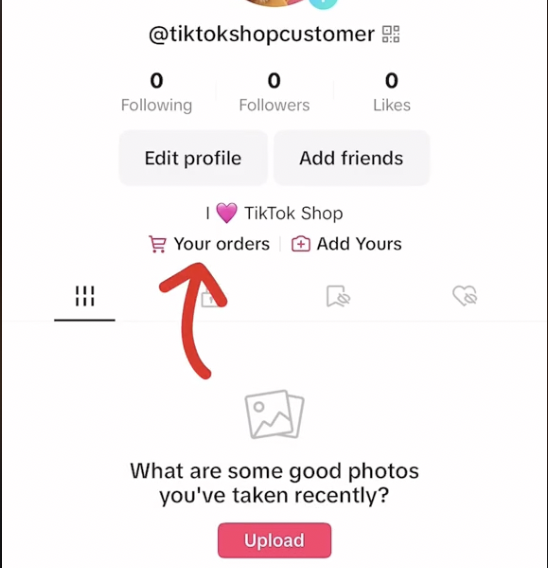 Your orders button TikTok Shop