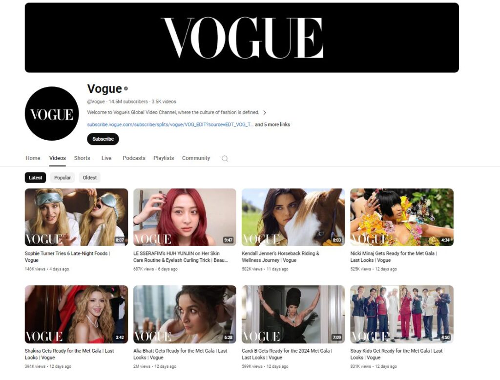 Vogue's YouTube Channel
