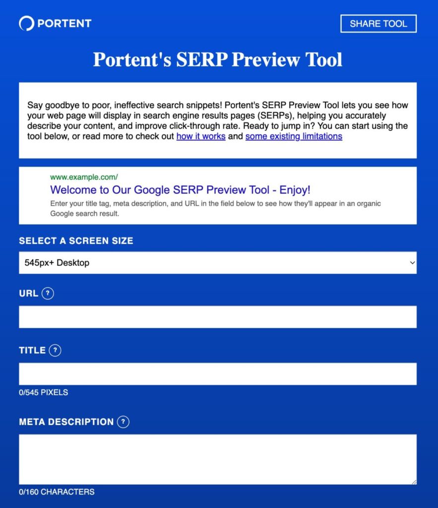 Portent SERP preview tool