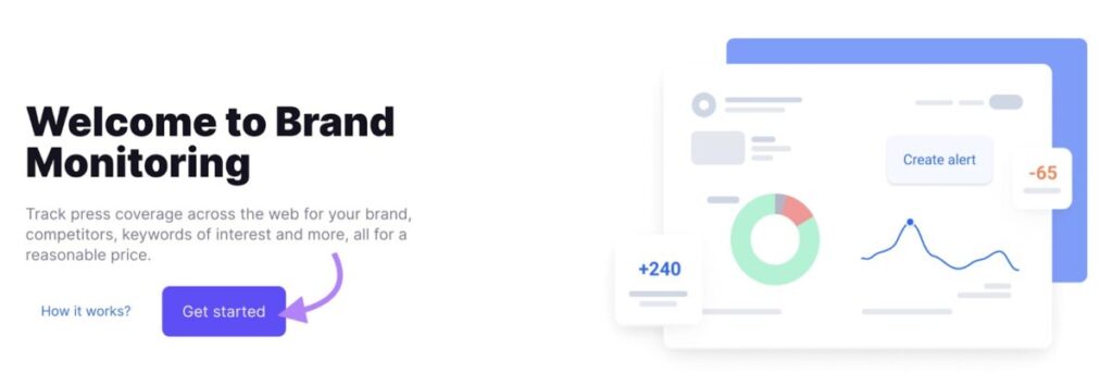 Brand Monitoring app Semrush / Get started button