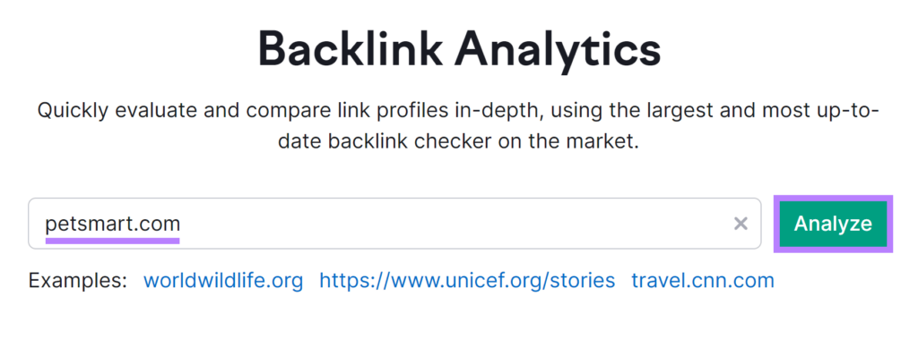 Semrush Backlink Analytics tool