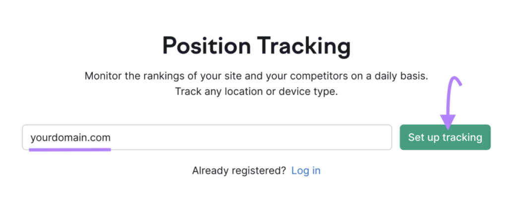 Semrush Position Tracking tool