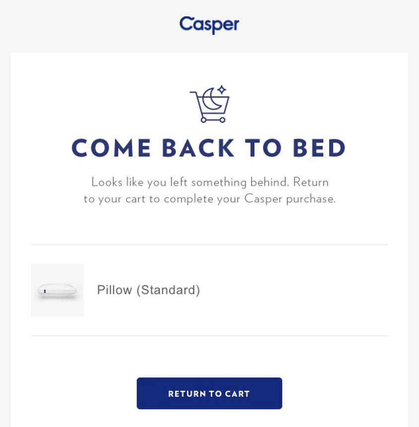 Casper cart abandonment email