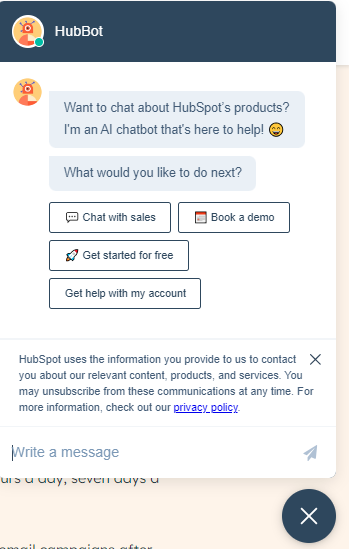 HubSpot chatbot 
