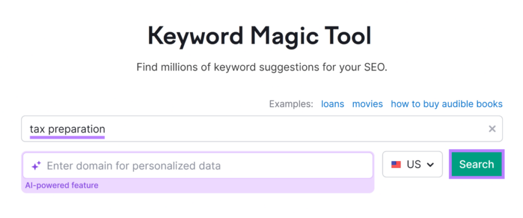 Keyword magic tool