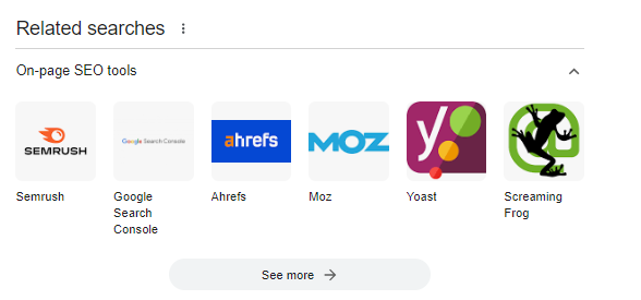Related searches for on-page SEO