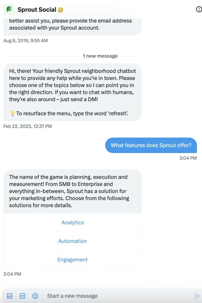 Sprout Social chatbot social media