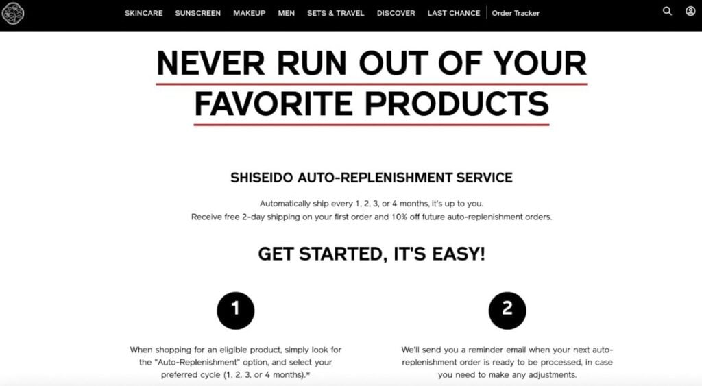 Shiseido auto-replenishment service