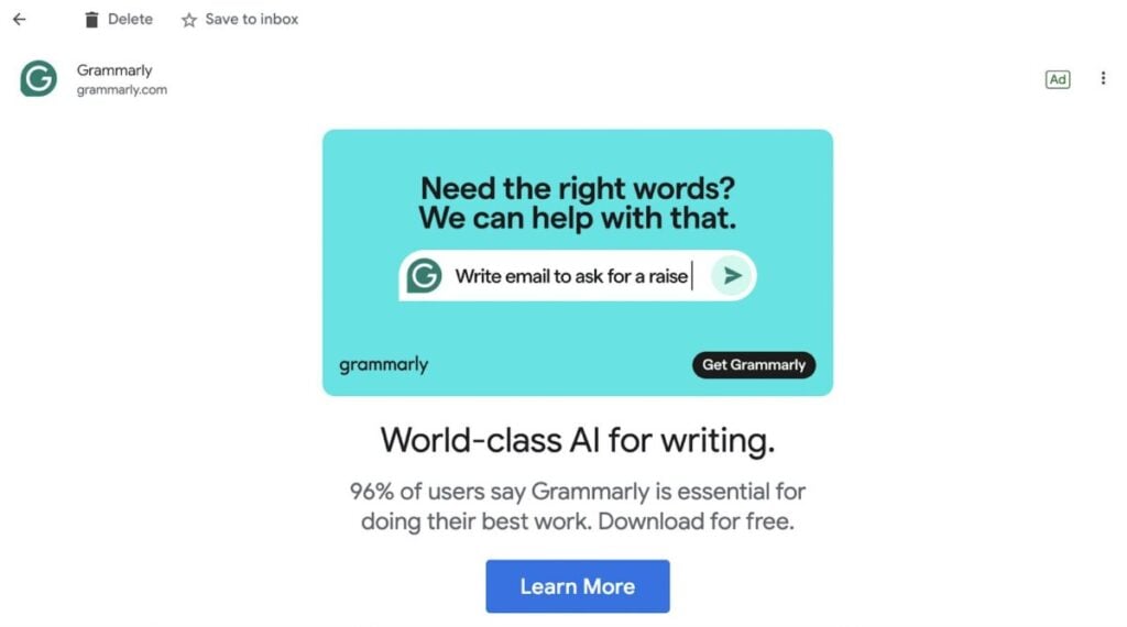 Grammarly / ad description