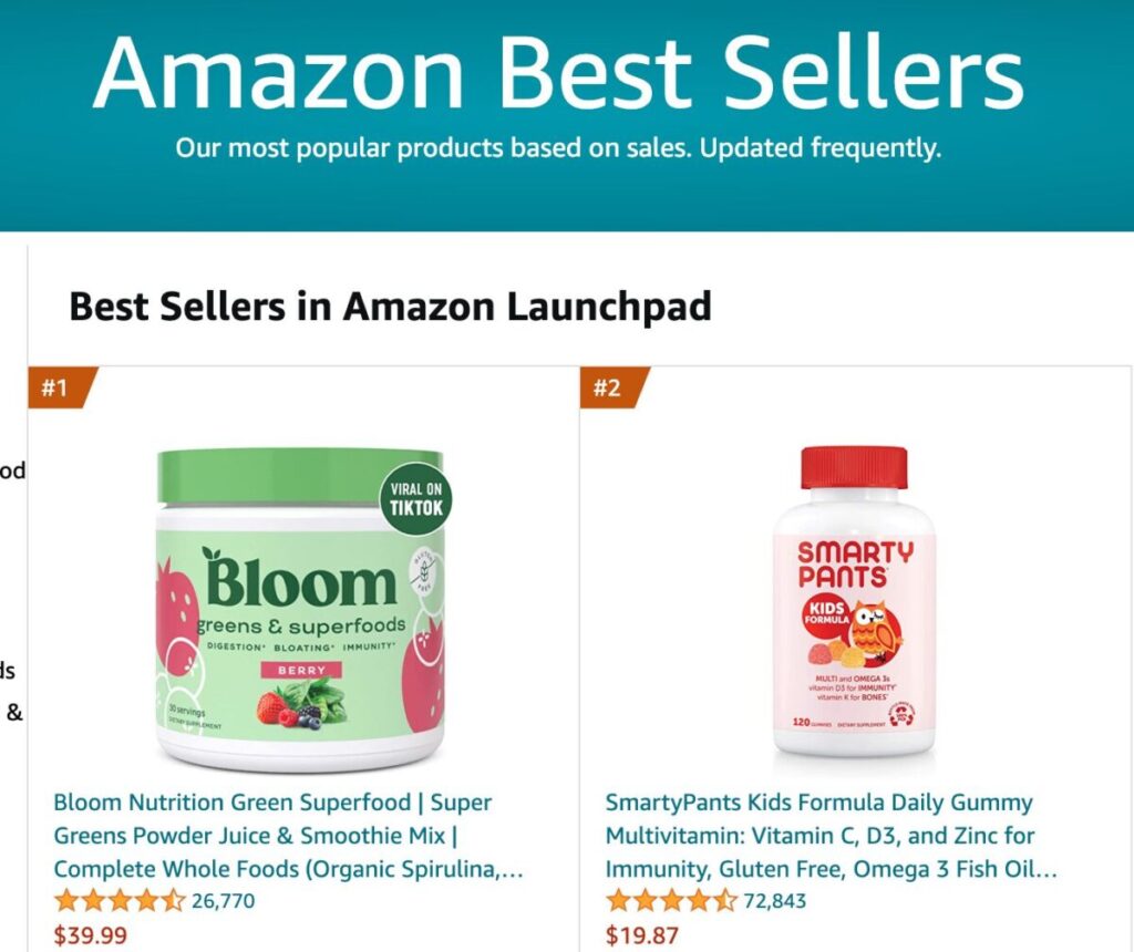 Bloom’s Amazon ranking 