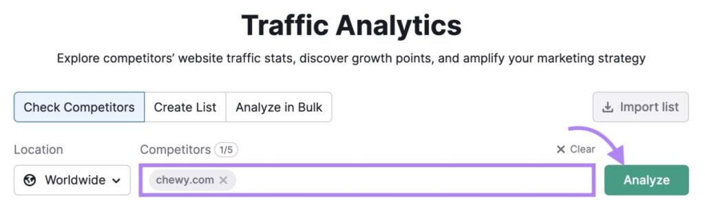 Traffic Analytics tool