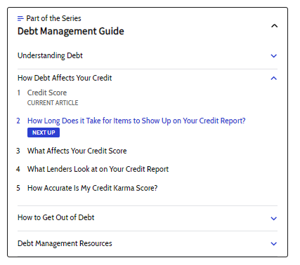 Drop-down menu in Investopedia’s article