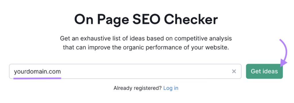 On Page SEO Checker / Get ideas button