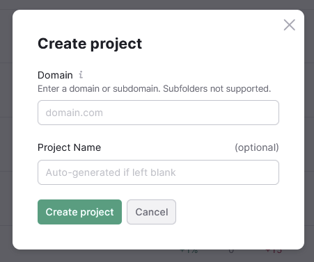 Create project button