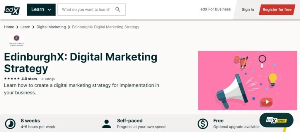 EdinburghX: Digital Marketing Strategy edX