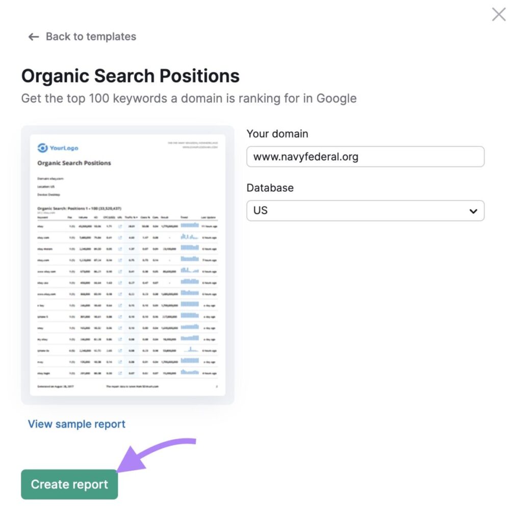 Organic Search Positions