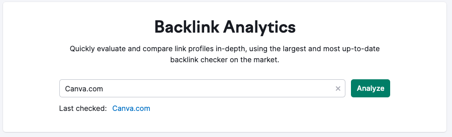 Semrush Backlink Analytics tool