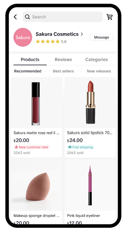 Product Showcase/Shop Page TikTok