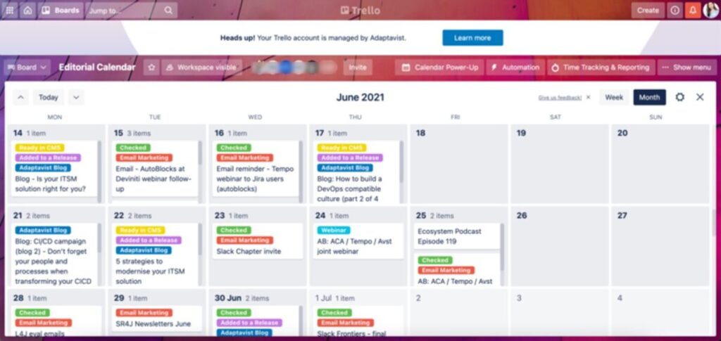 content calendar