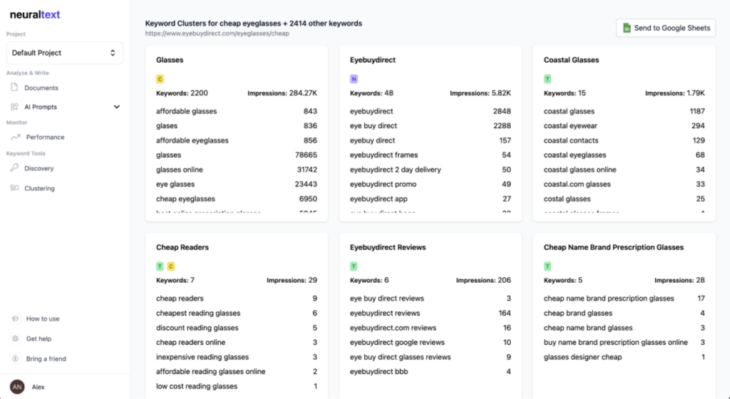 NeuralText keyword clustering 