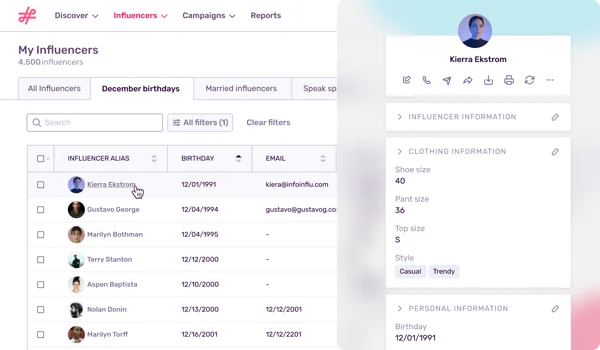 Influencer Database