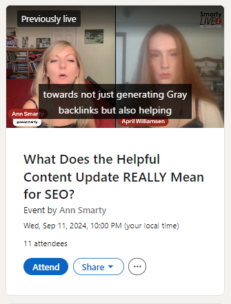 Ann Smarty LinkedIn live