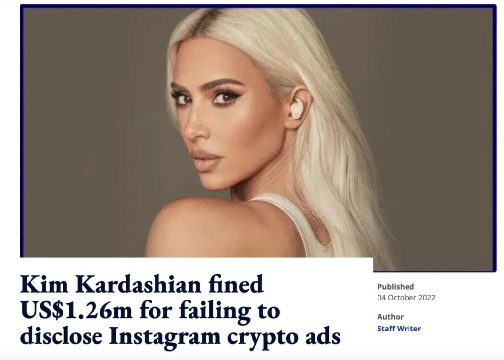 Kim Kardashian Instagram crypto ads