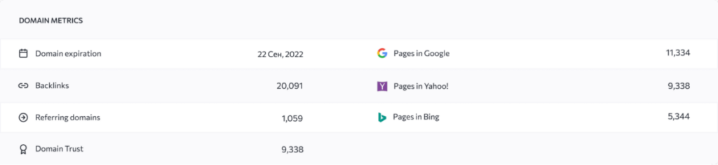 SE Ranking Domain Metrics