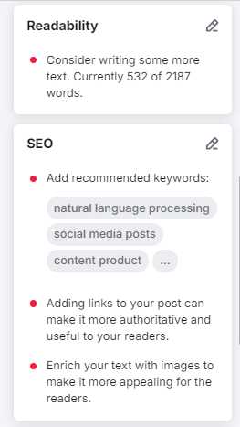 Semrush Writing Assistant SEO recommendations