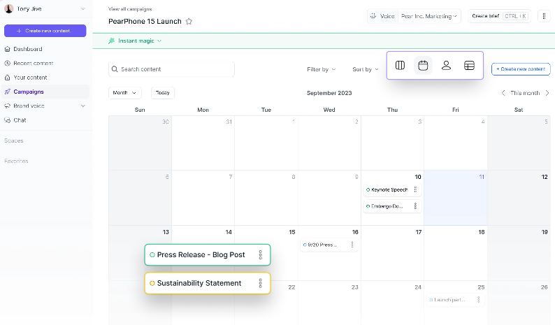 Jasper Campaigns dashboard