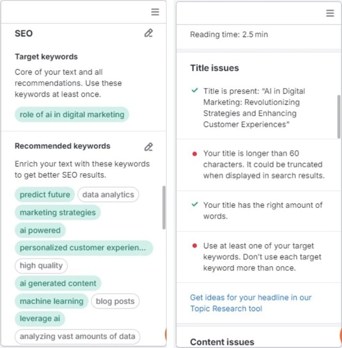 Semrush SEO Writing Assistant