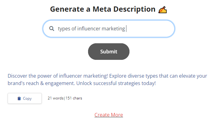 Growth Bar meta description generator