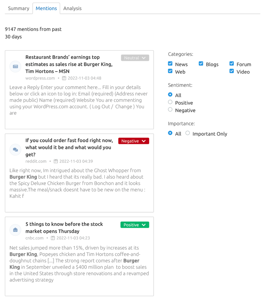 Semrush media monitoring 