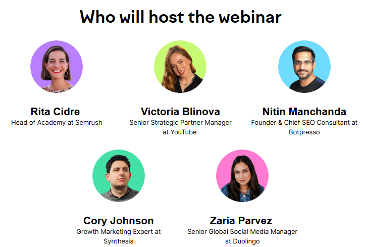 Hosts of Semrush webinars 