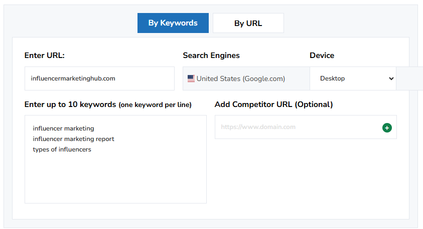 Keyword rank tracker