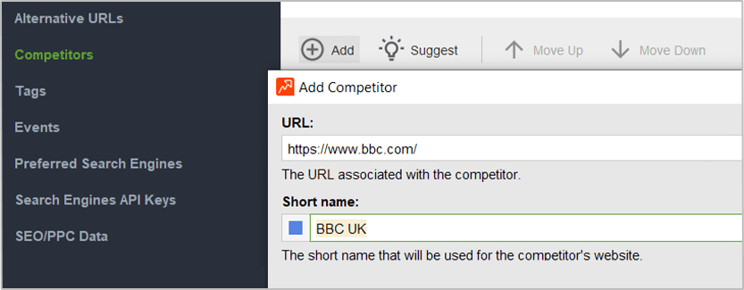 Competitor analysis Rank Tracker