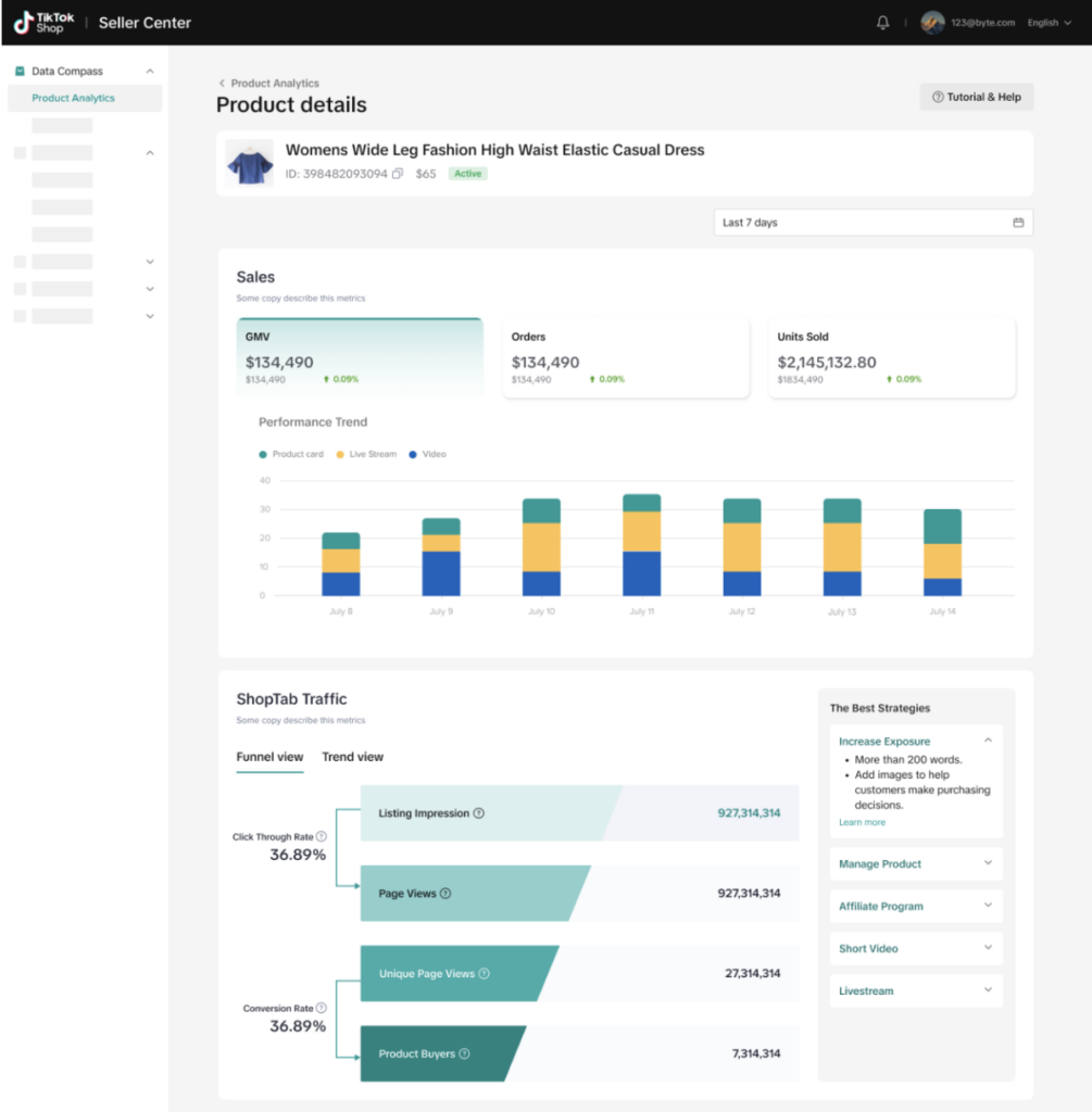 TikTok Shop’s analytics