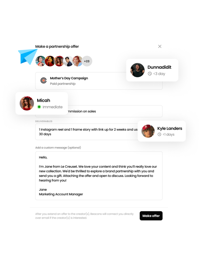 Beacons for Brands Influencer Contact