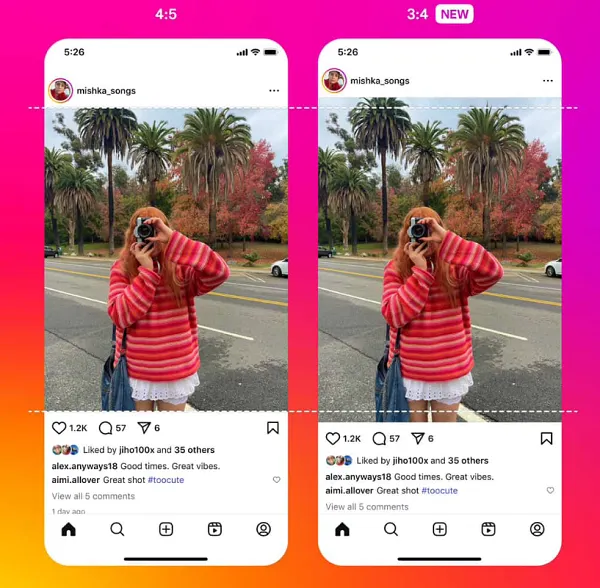 Instagram new 3 4 aspect ratio