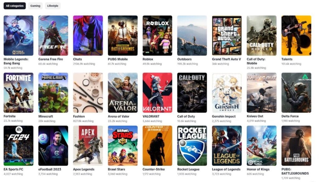 TikTok Live Categories