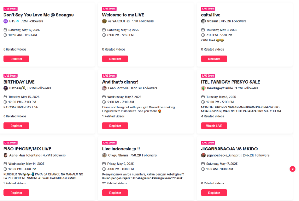 TikTok Live Event Streaming