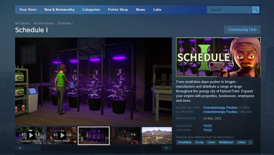 Schedule I on Steam