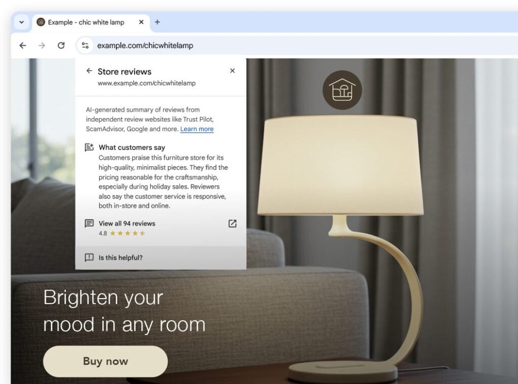 Google AI store reviews