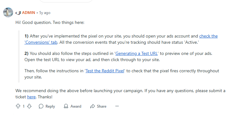 Admin Reddit Conversion Pixel Discussion