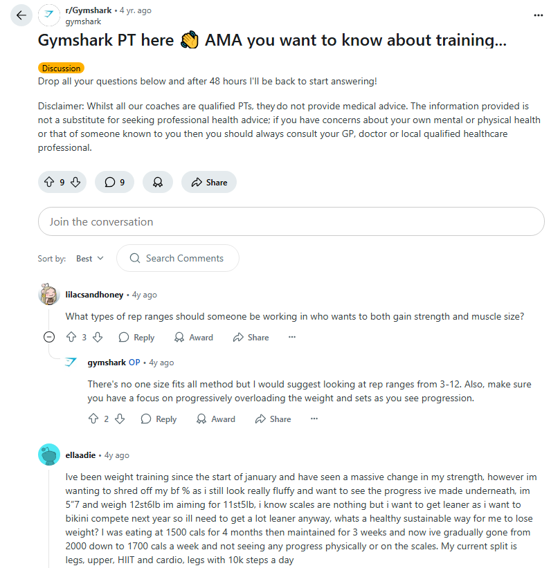 Gymshark Reddit AMA