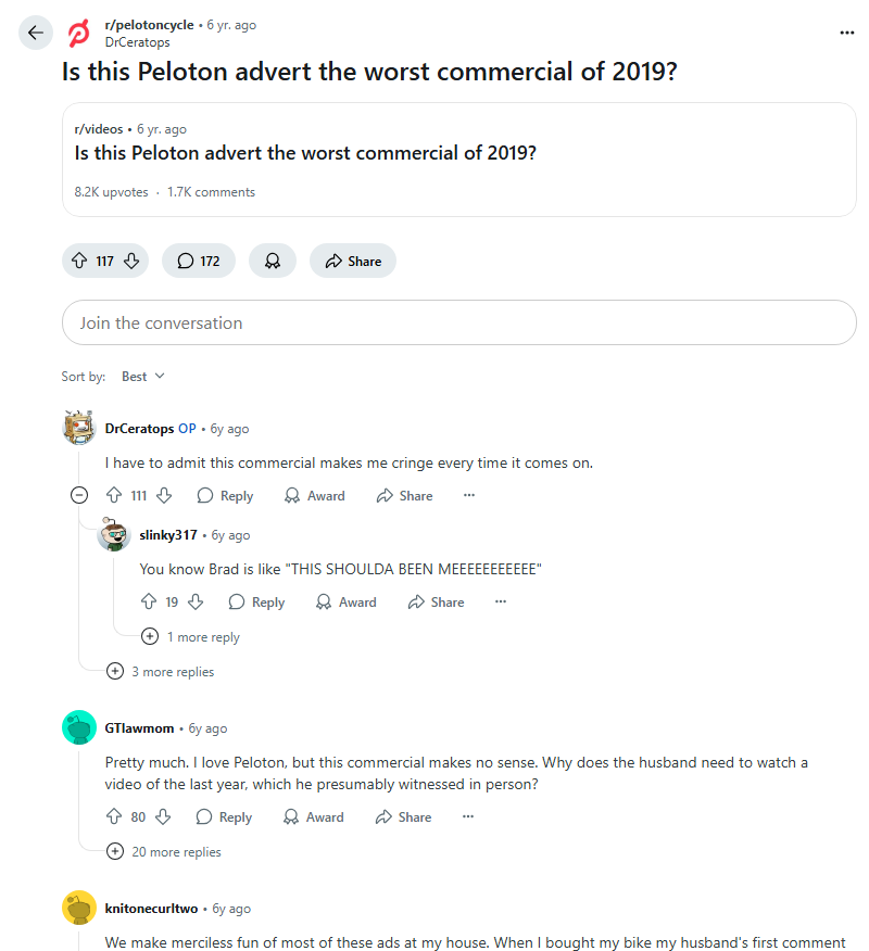 Peloton Worst Ad Reddit